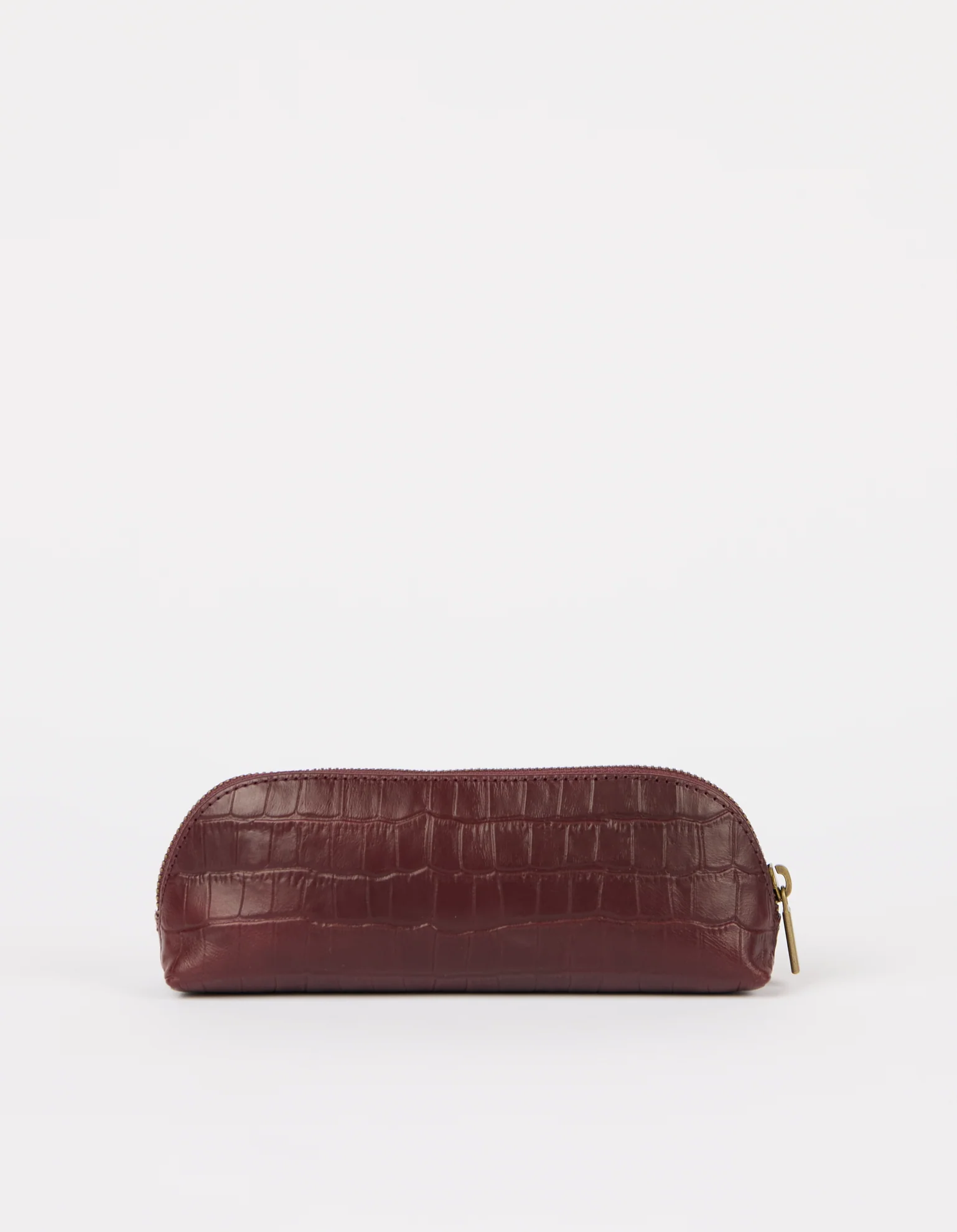 Pencil Case Large - Dark Cherry Croco Print Leather - Image 2