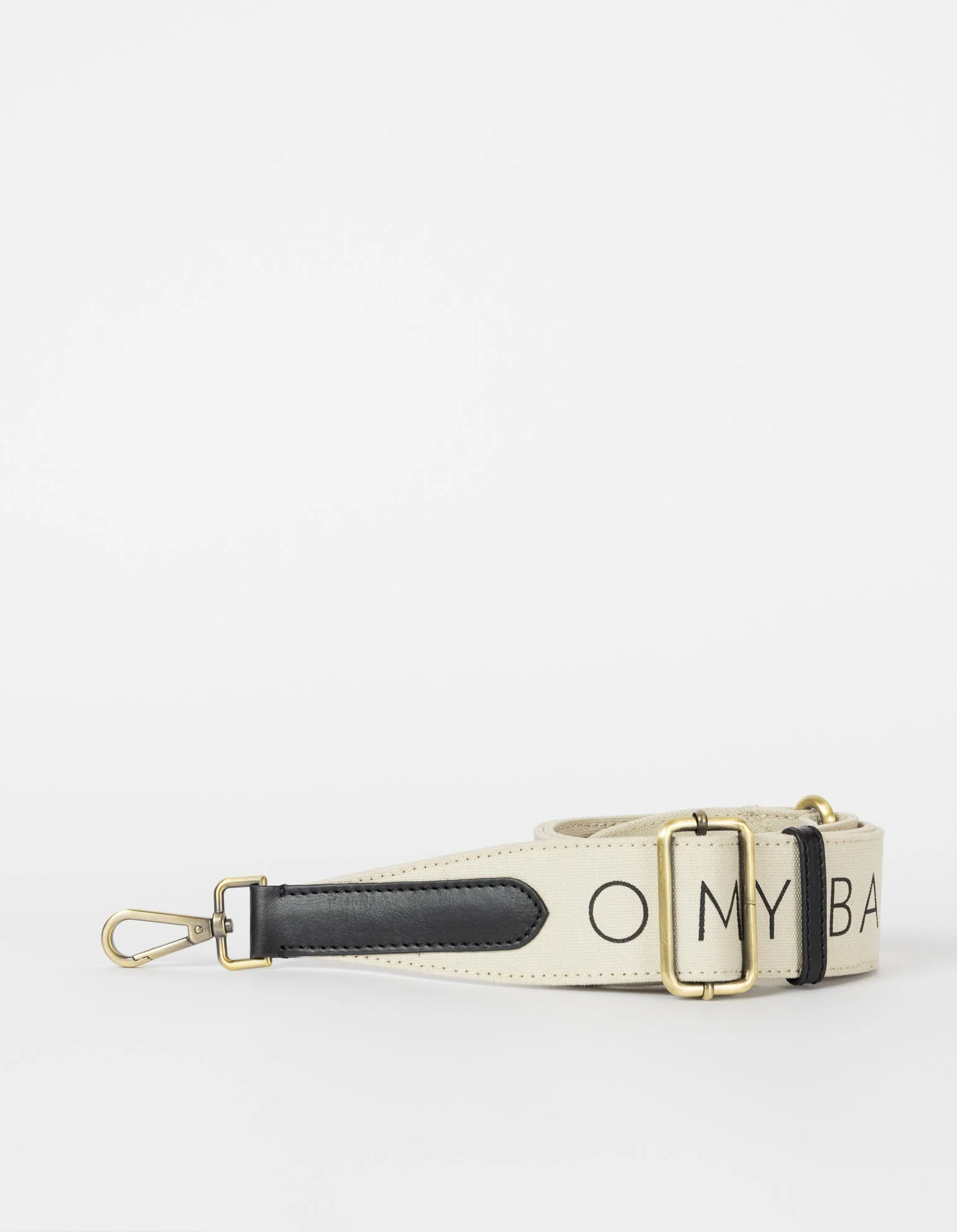 Perfectly Imperfect Canvas Logo Strap - White & Black Classic Leather - Image 3