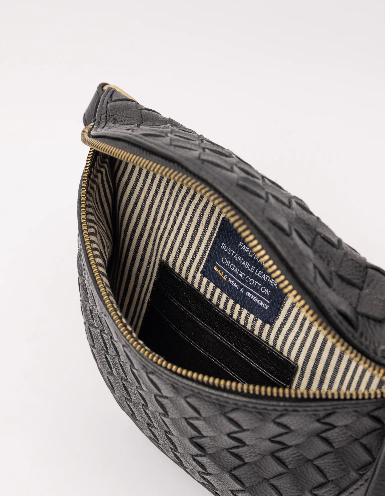 Ray Bumbag - Black Woven Soft Grain Leather - Image 3