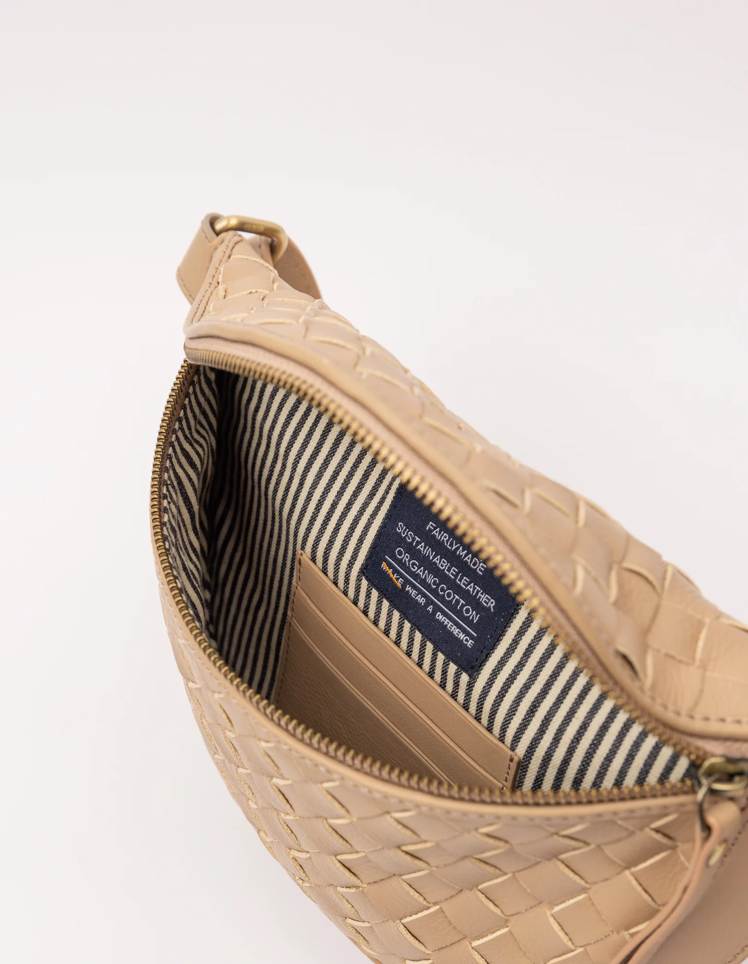 Ray Bumbag - Sand Woven Soft Grain Leather - Image 3