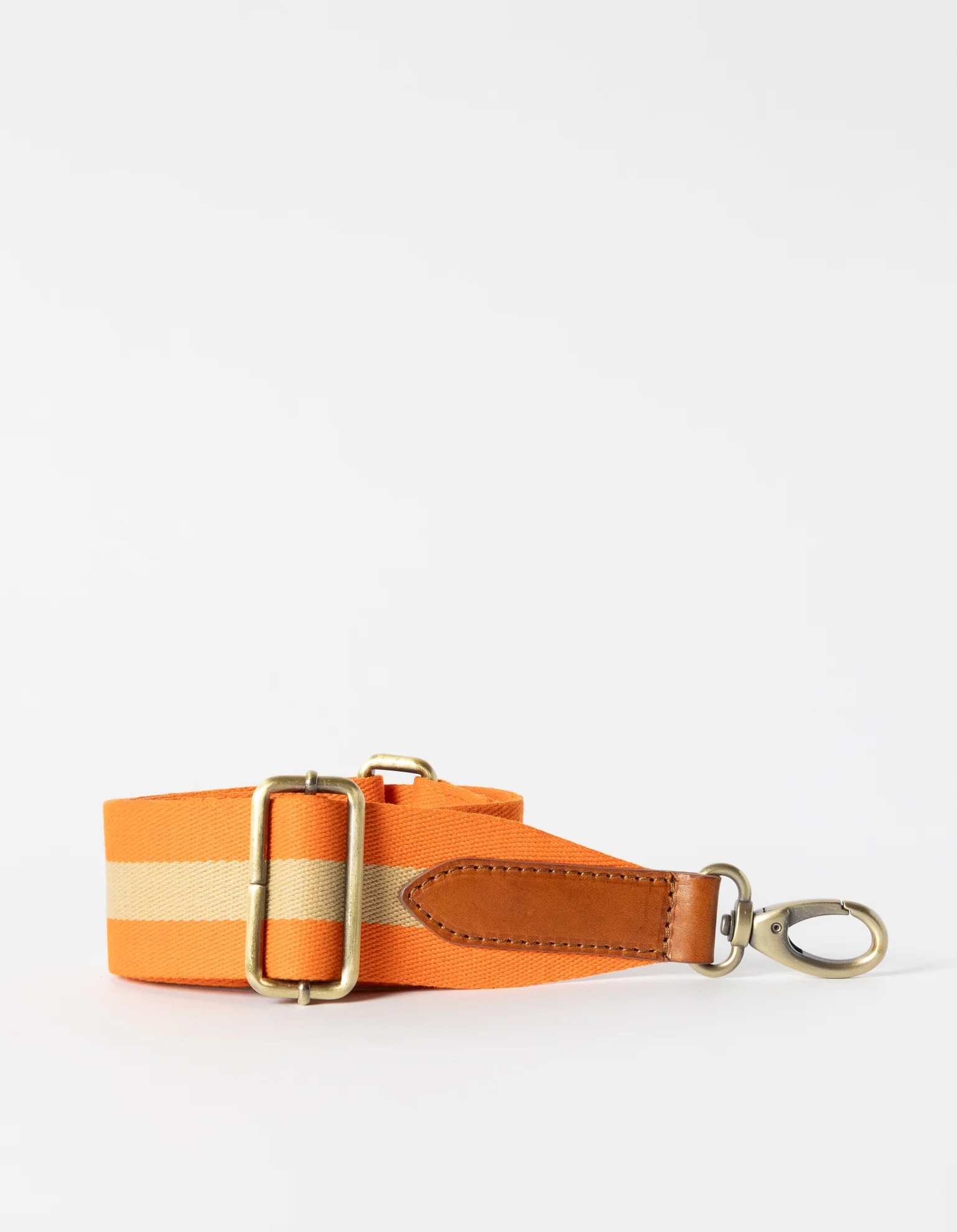 Striped Webbing Strap - Orange & Cognac Classic Leather - Image 2