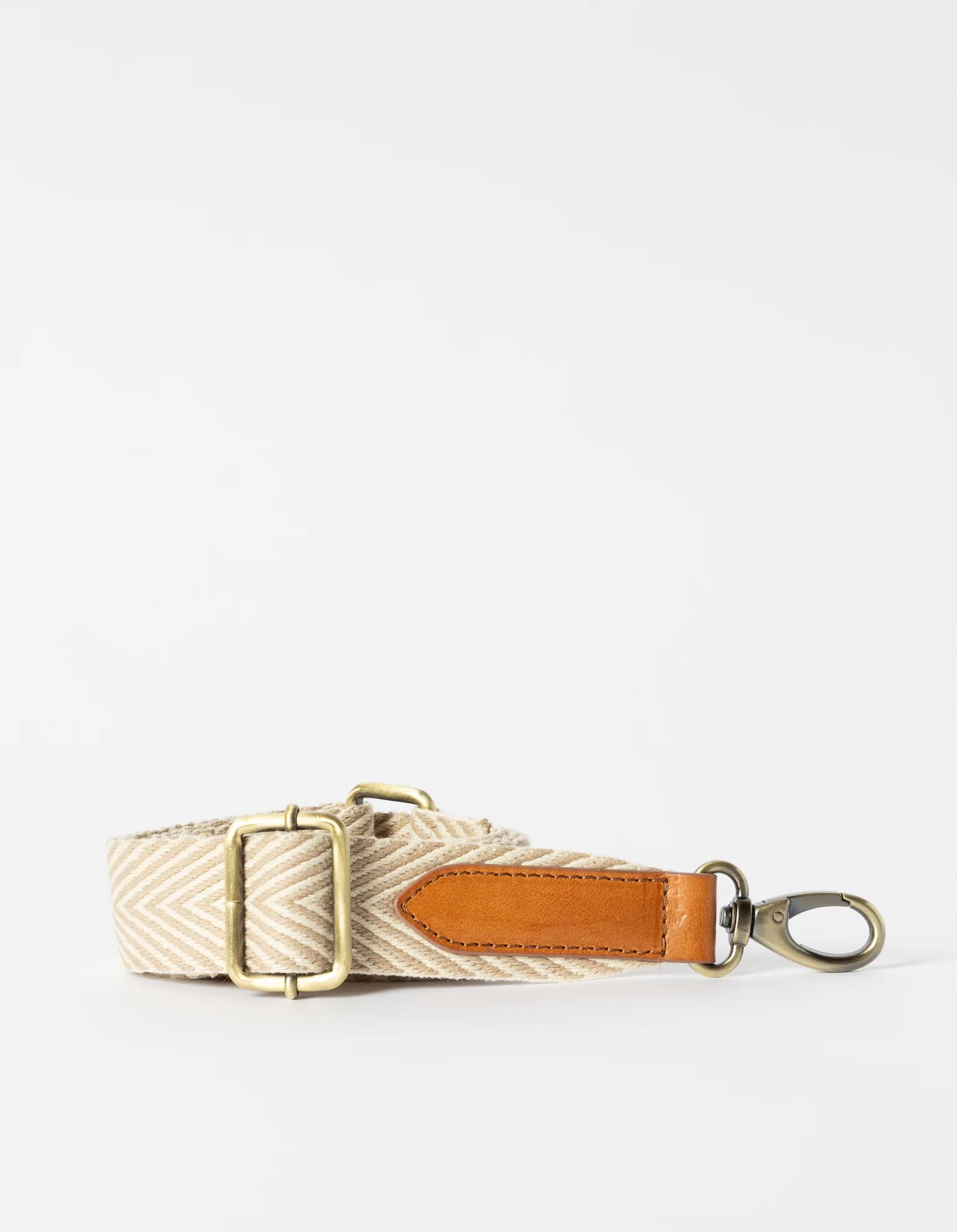 Herringbone Webbing Strap - Sand & Cognac Classic Leather - Image 2
